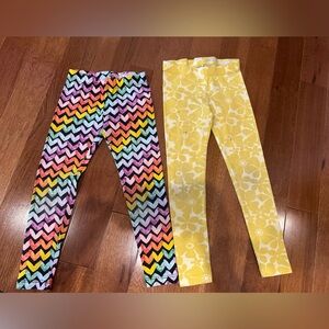 Yellow Floral and Multicolor Chevron Leggings